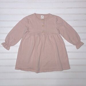 H&M EUC 100% Cotton Blush Dusty Rose Knit Long Sleeve Ruffle Sweater Dress